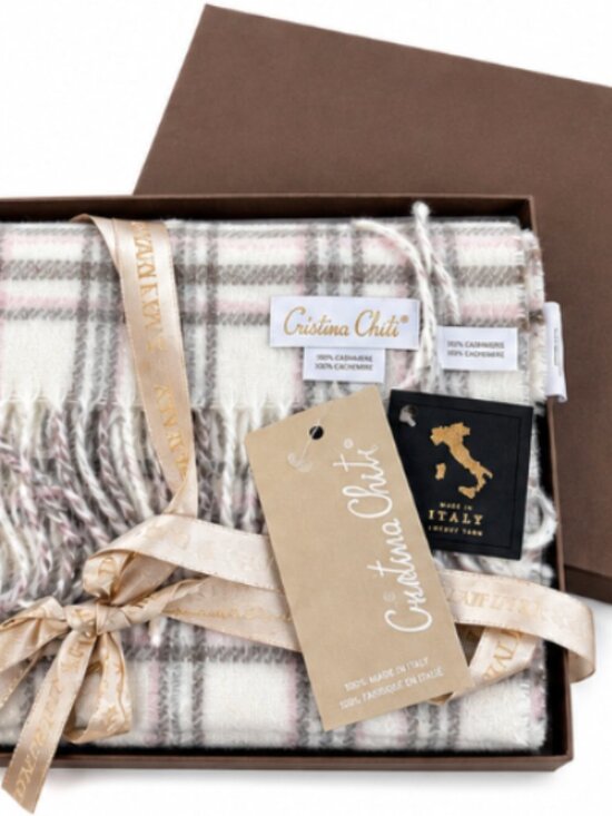 Christina Chiti Accessories - Cristina Chiti 100% Cashmere Plaid Scarf - Made in Italy